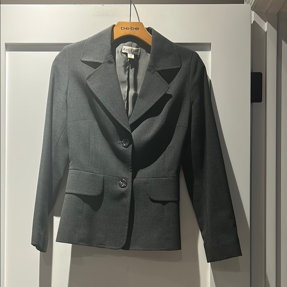 Bebe Gray Blazer Structured Suit Jacket
